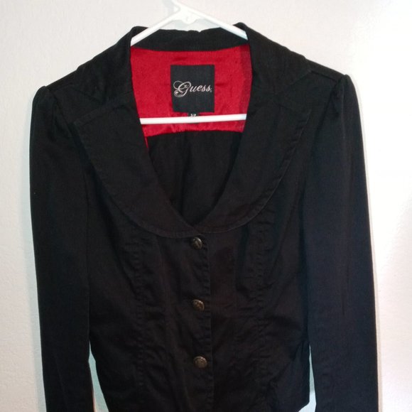 GUESS WOMENS BLACK BLAZER SZ SM - Picture 1 of 5